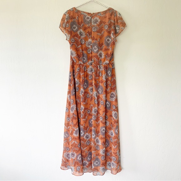 Madewell Sheer-Sleeve Button-Front Midi Dress in Gathered Blooms - Picture 8 of 14